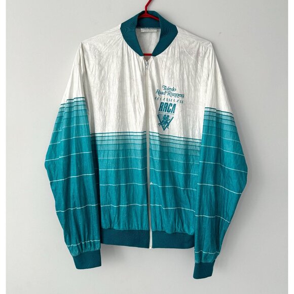 90s vintage striped tyvek unisex retro running club light windbreaker jacket - Picture 1 of 10